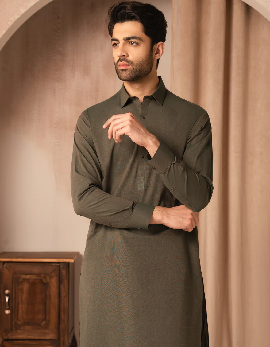 GREEN COTTON KAMEEZ SHALWAR | JJKS-A-33452/S25/JJ9873-CL - Image 2