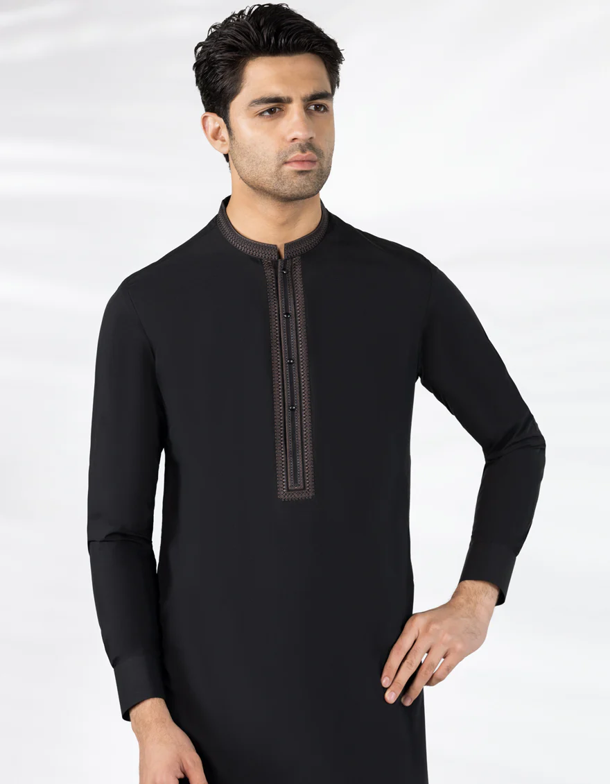 BLACK BLENDED KAMEEZ SHALWAR | JJKS-A-33454/S25/JJ10123-SF - Image 2
