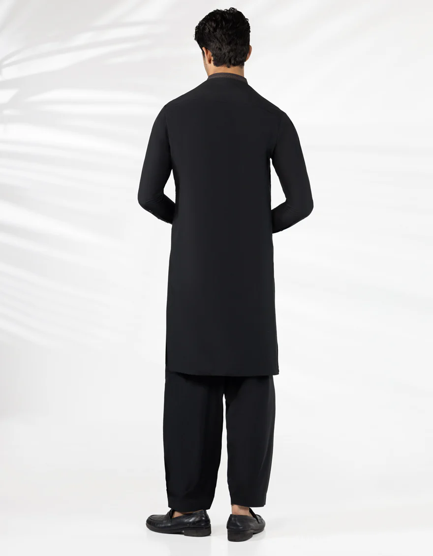 BLACK BLENDED KAMEEZ SHALWAR | JJKS-A-33454/S25/JJ10123-SF - Image 4