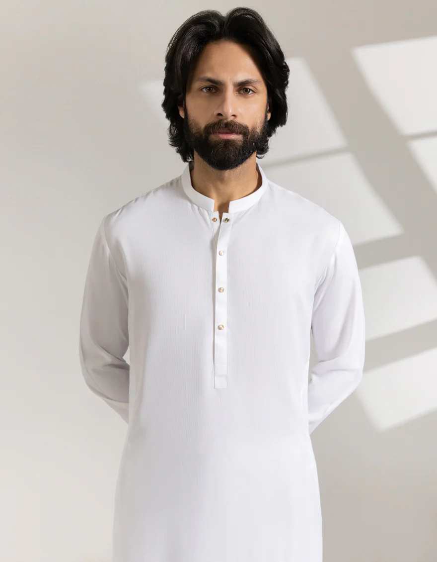 WHITE BLENDED KAMEEZ SHALWAR | JJKS-A-33457/S25/JJ9663-PN - Image 2
