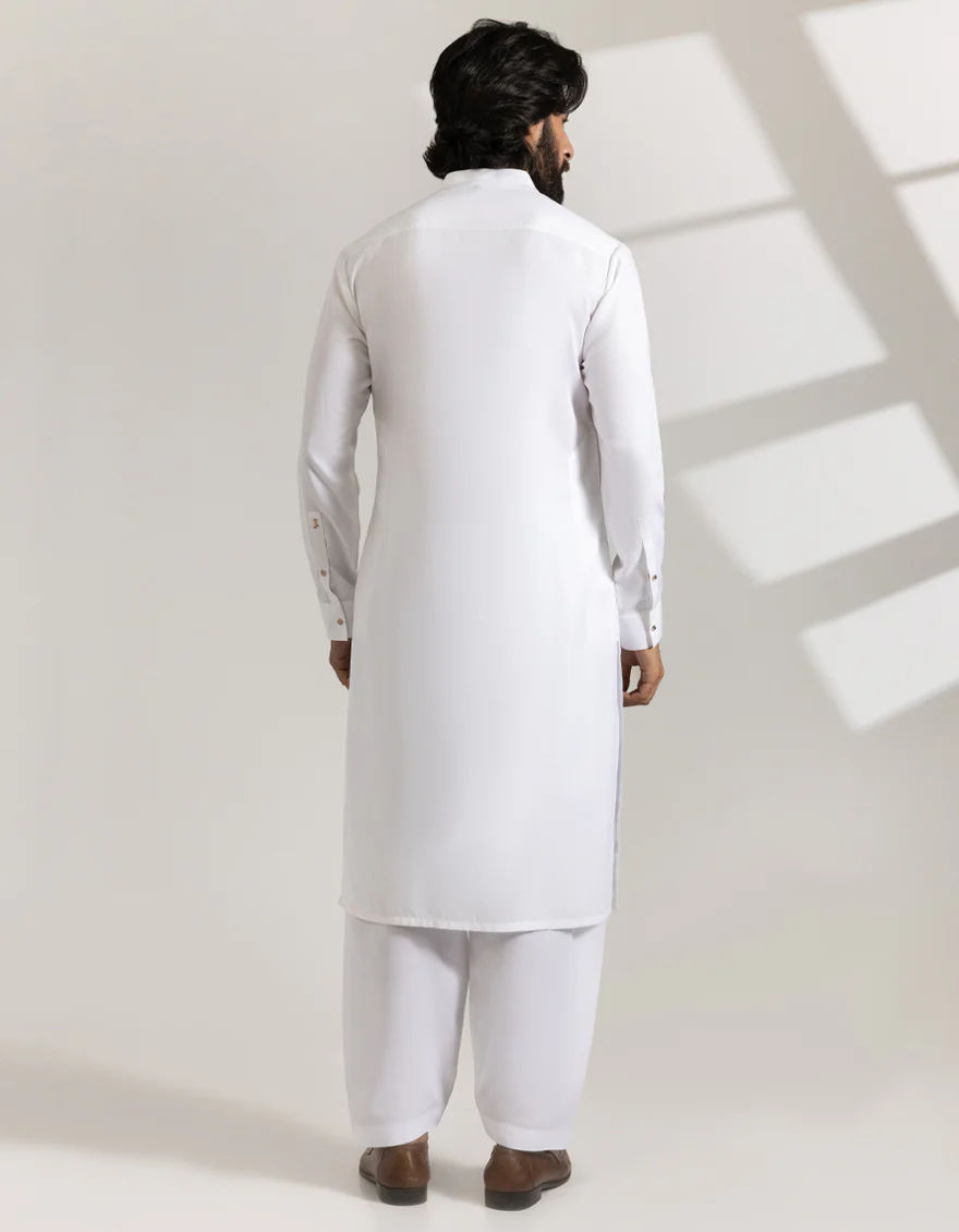 WHITE BLENDED KAMEEZ SHALWAR | JJKS-A-33457/S25/JJ9663-PN - Image 4