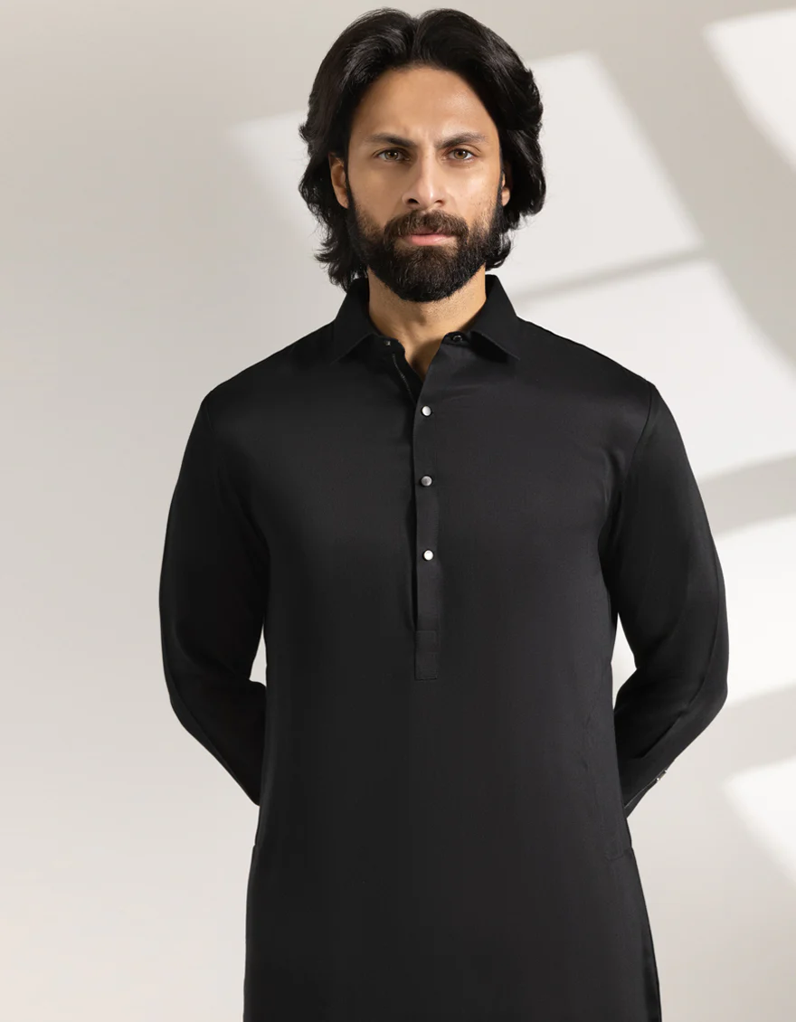 BLACK BLENDED KAMEEZ SHALWAR | JJKS-A-33459/S25/JJ9860-CL - Image 2