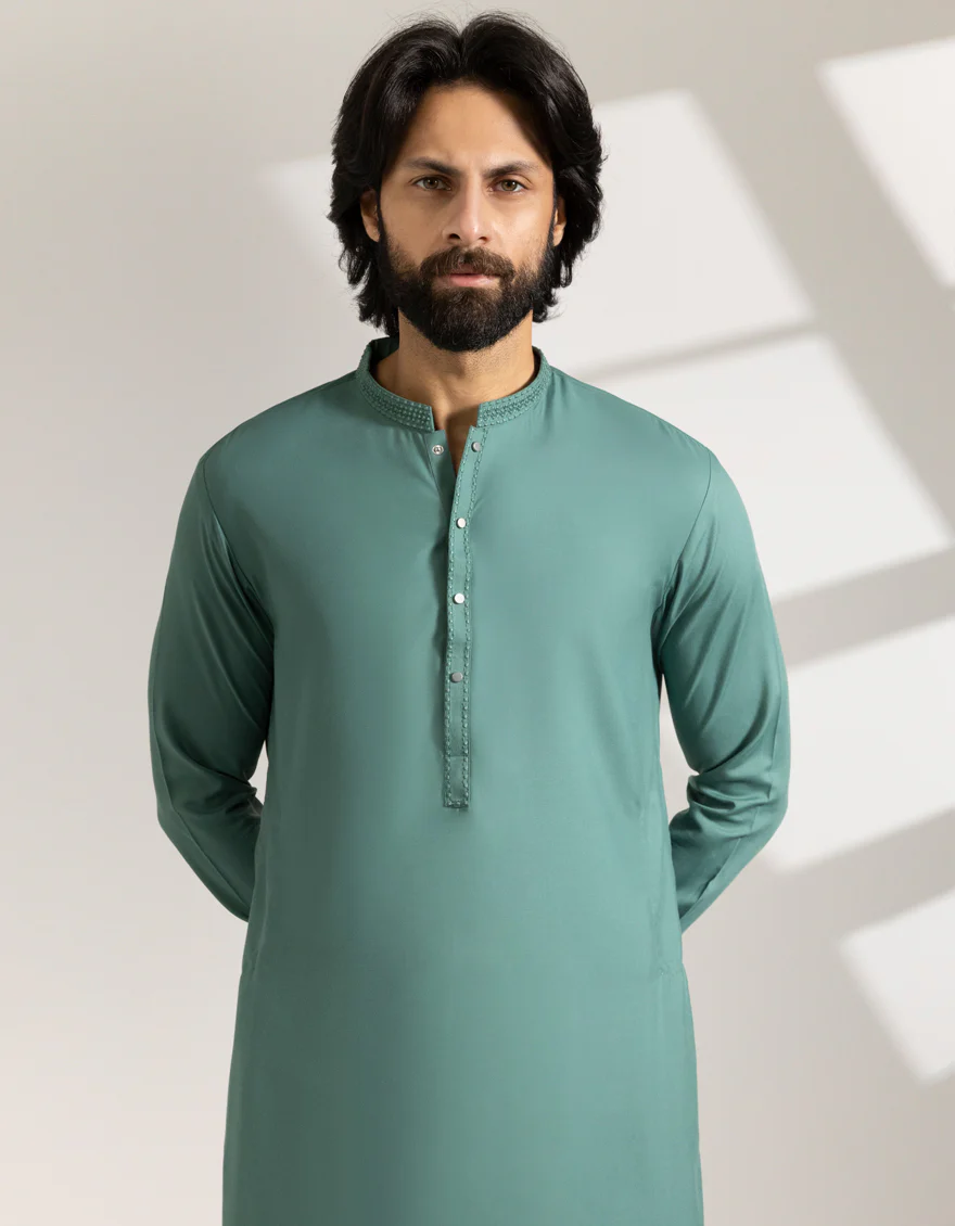 GREEN BLENDED KAMEEZ SHALWAR | JJKS-A-33461/S25/JJ9822-SF - Image 2