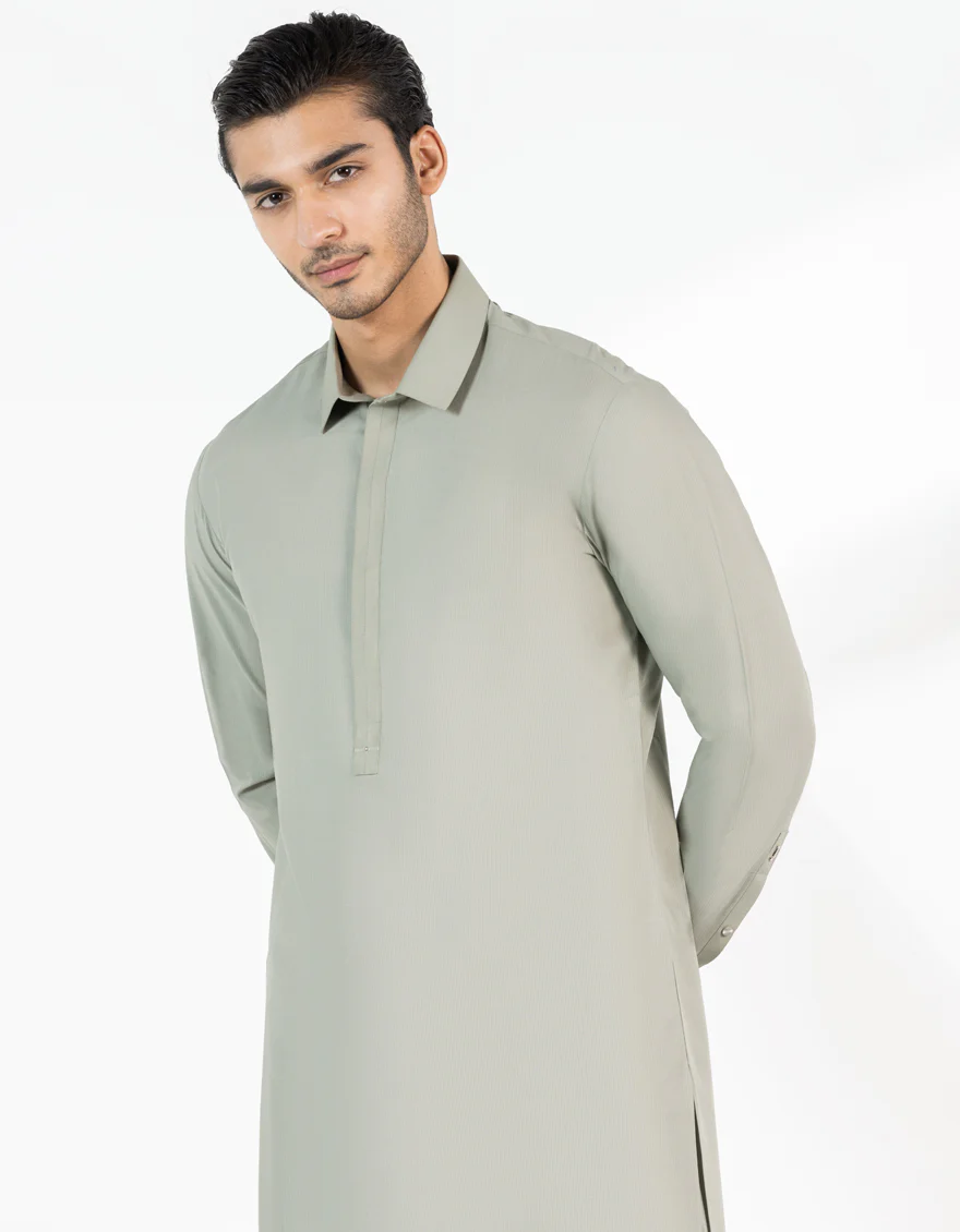 SAGE GREEN BLENDED KAMEEZ SHALWAR | JJKS-A-33463/S25/JJ10028-CL - Image 2