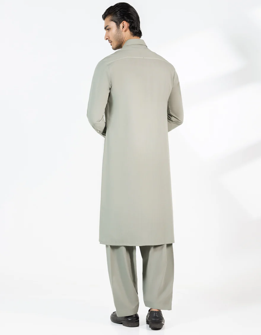 SAGE GREEN BLENDED KAMEEZ SHALWAR | JJKS-A-33463/S25/JJ10028-CL - Image 3