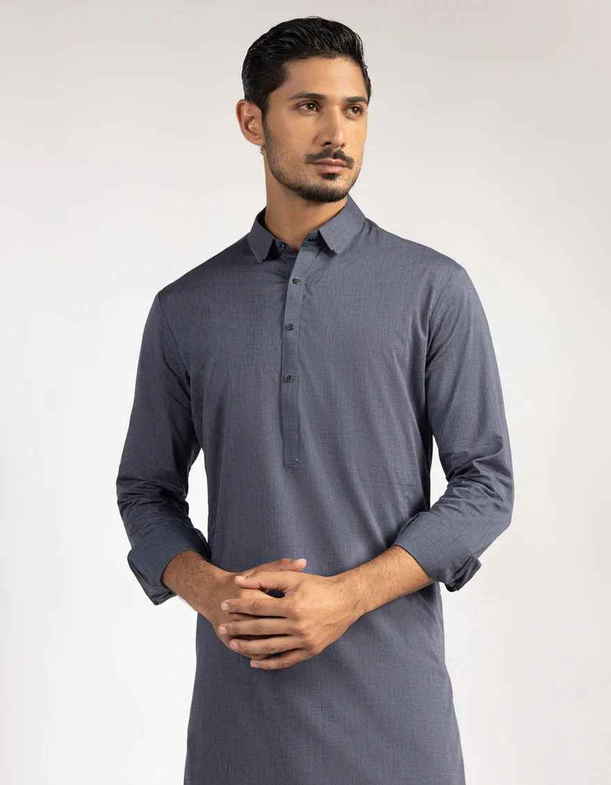 DENIM BLUE COTTON KAMEEZ SHALWAR | JJKS-A-33472/S25/JJ9747-CL - Image 2