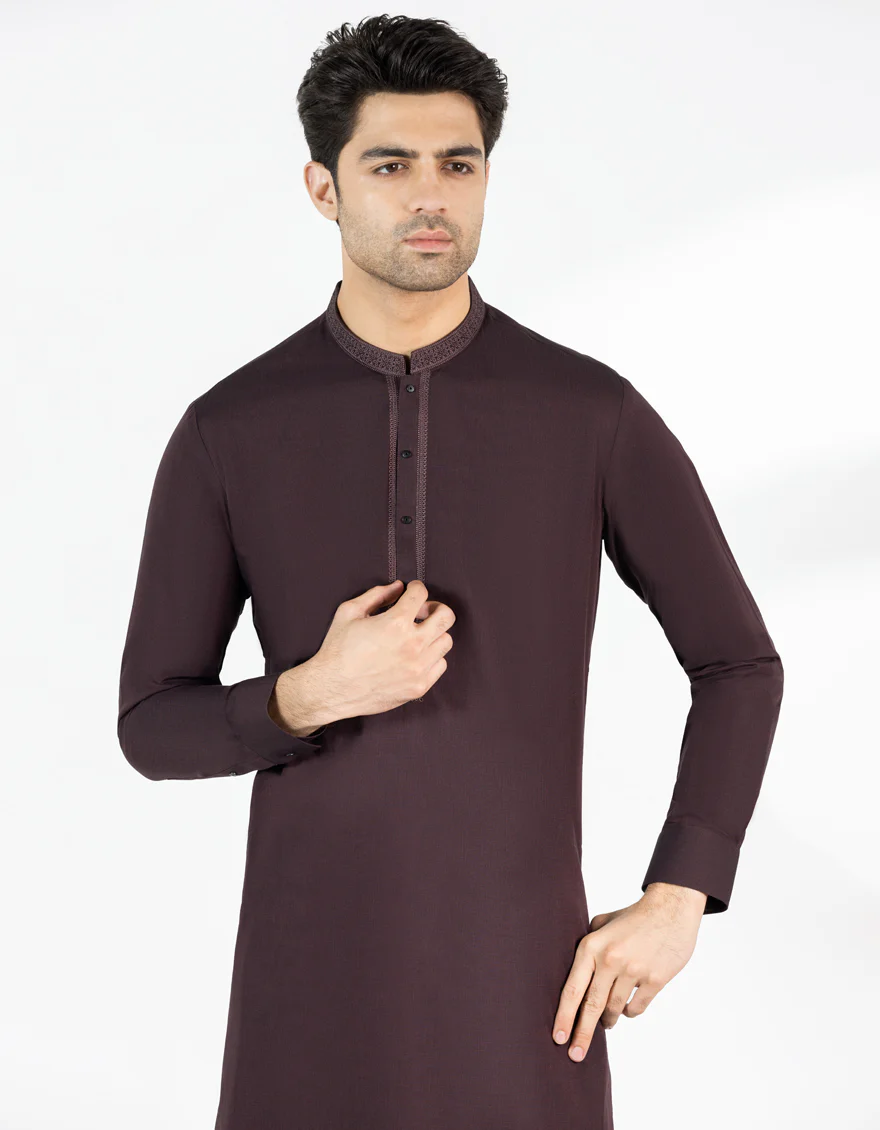 MAROON COTTON KAMEEZ SHALWAR | JJKS-A-33473/S25/JJ10021-SF - Image 2