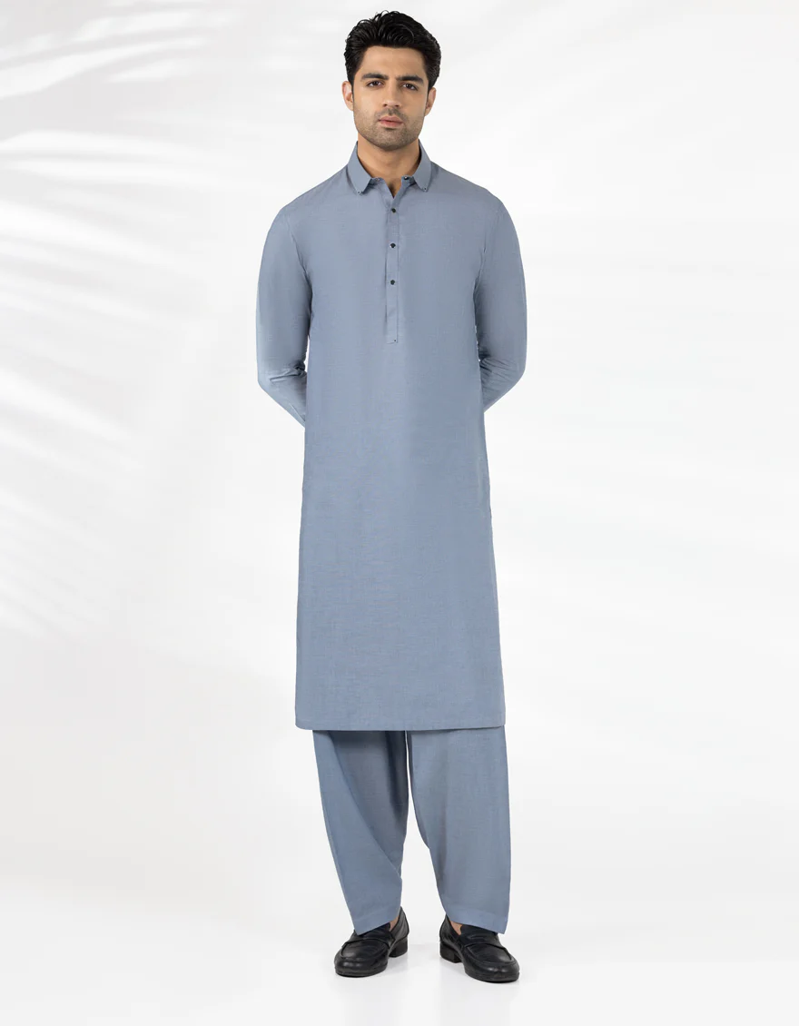 LIGHT GREY COTTON KAMEEZ SHALWAR | JJKS-A-33478/S25/JJ9747-CL