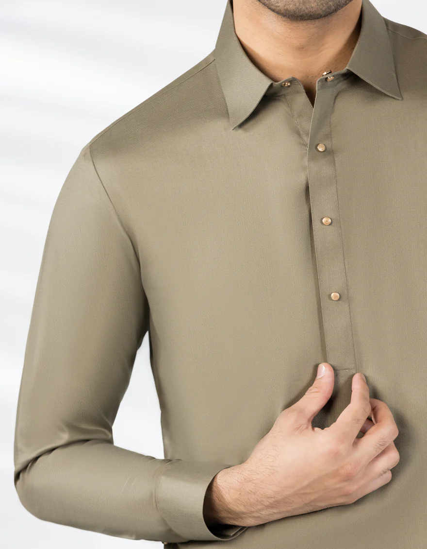 ARMY GREEN COTTON KAMEEZ SHALWAR | JJKS-A-33479/S25/JJ9833-CL - Image 3