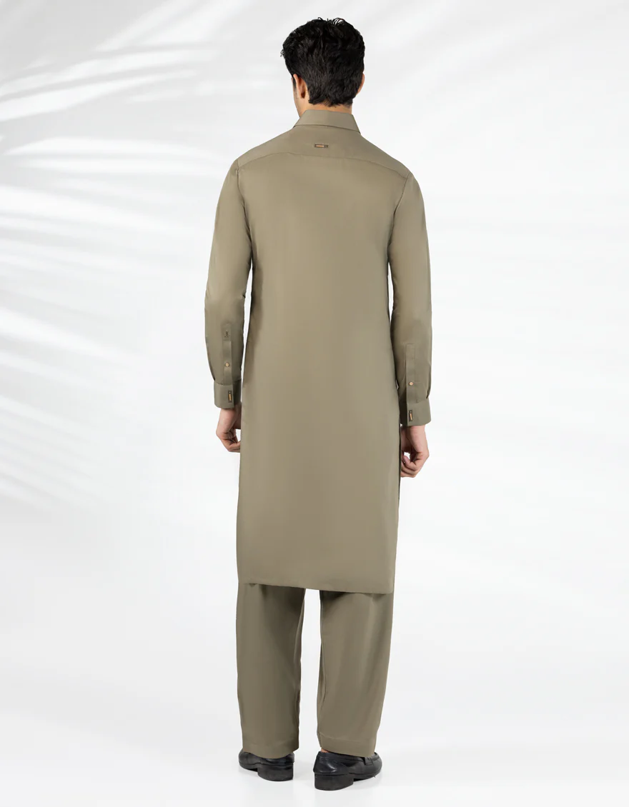 ARMY GREEN COTTON KAMEEZ SHALWAR | JJKS-A-33479/S25/JJ9833-CL - Image 4