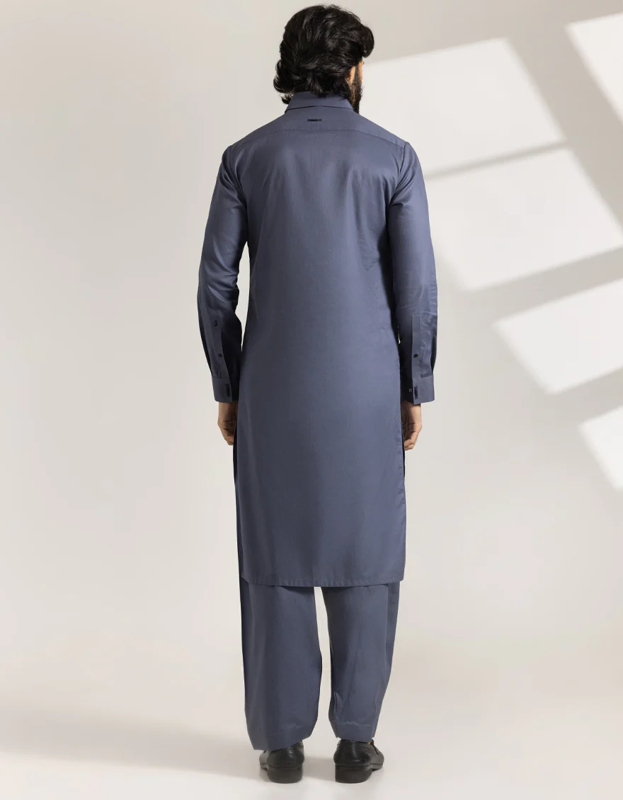 BLUISH GREY COTTON KAMEEZ SHALWAR | JJKS-A-33480/S25/JJ9833-CL - Image 4