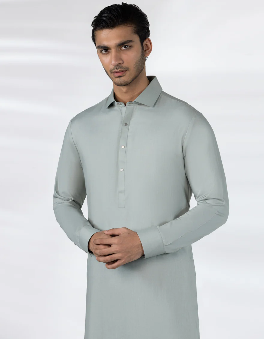 LIGHT GREEN BLENDED KAMEEZ SHALWAR | JJKS-A-33482/S25/JJ9823-CL - Image 2