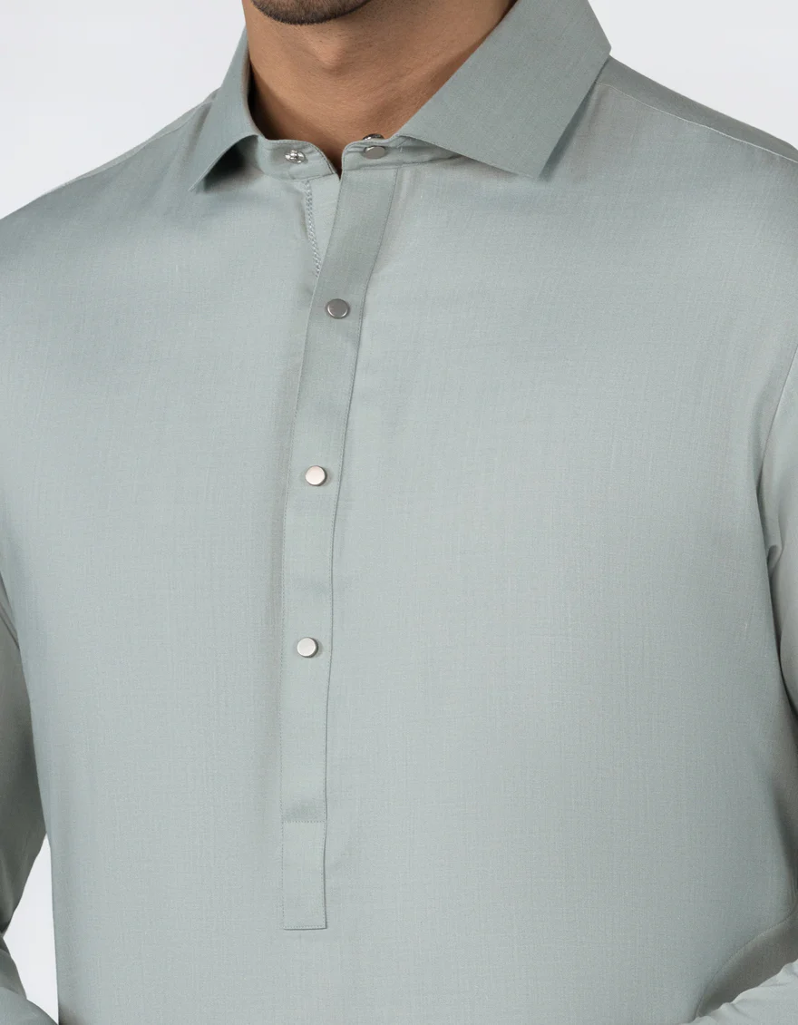 LIGHT GREEN BLENDED KAMEEZ SHALWAR | JJKS-A-33482/S25/JJ9823-CL - Image 3