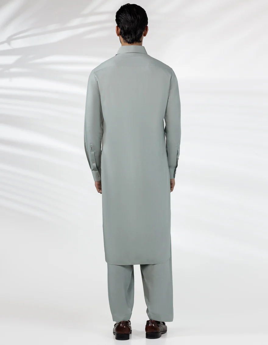 LIGHT GREEN BLENDED KAMEEZ SHALWAR | JJKS-A-33482/S25/JJ9823-CL - Image 4