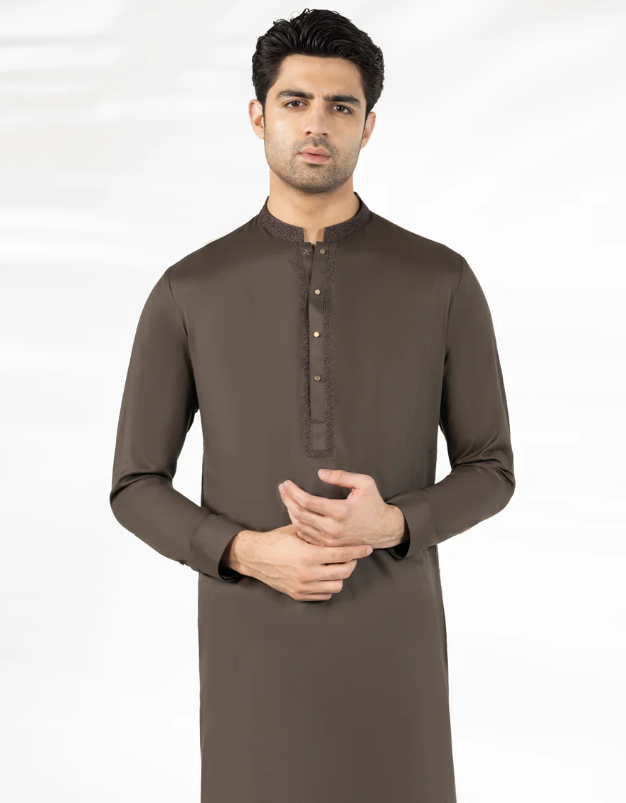 BROWN BLENDED KAMEEZ SHALWAR | JJKS-A-33483/S25/JJ9856-SF - Image 2