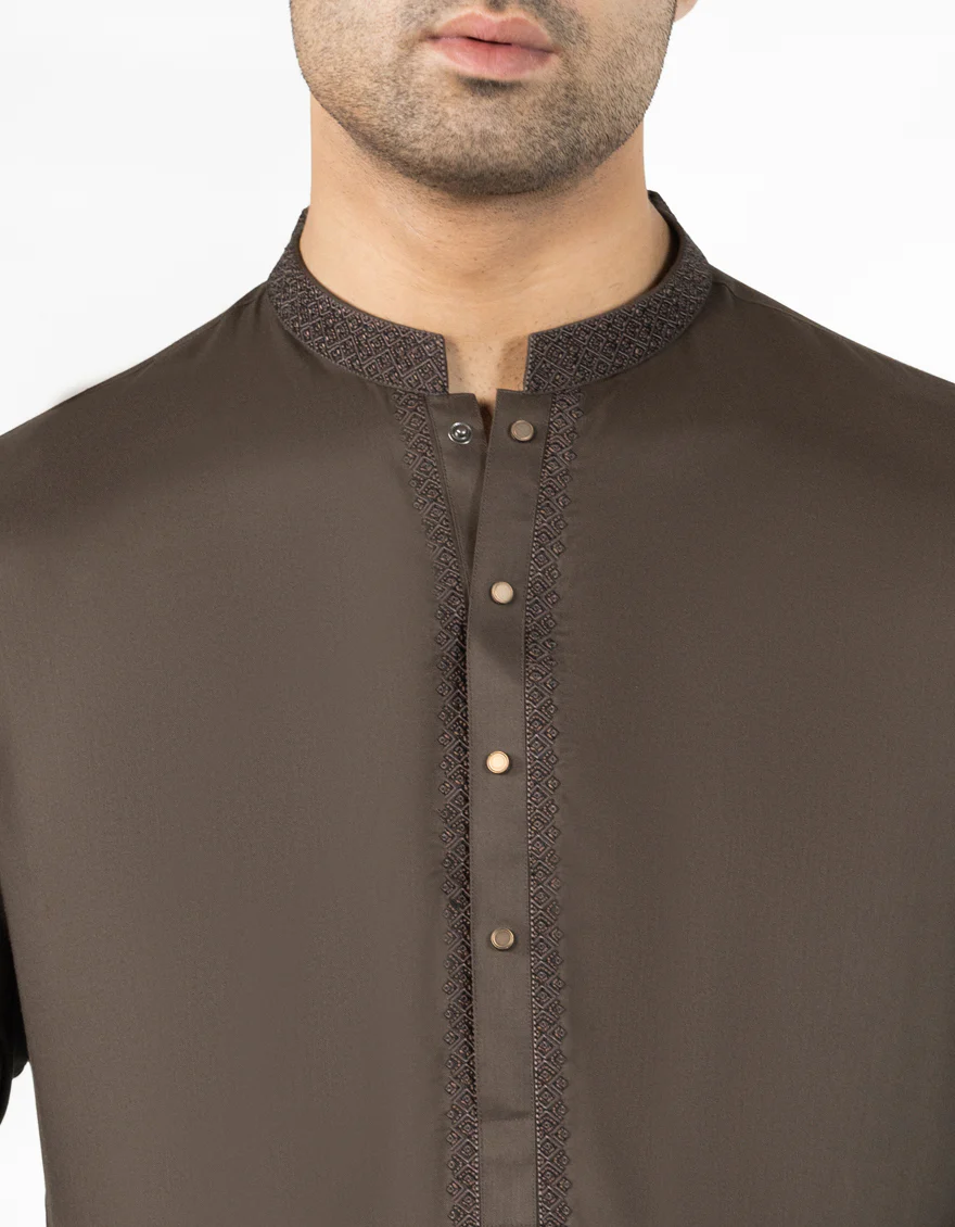 BROWN BLENDED KAMEEZ SHALWAR | JJKS-A-33483/S25/JJ9856-SF - Image 3