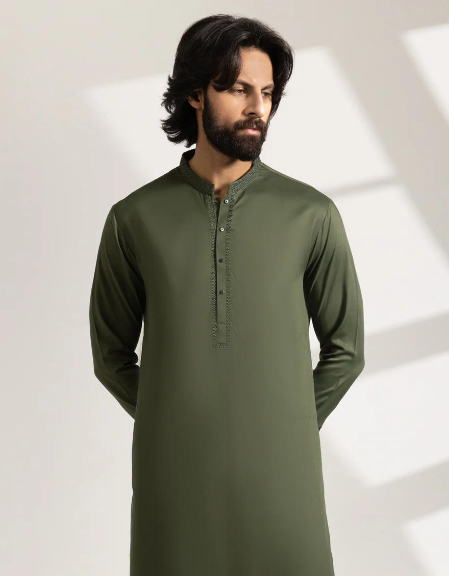 GREEN BLENDED KAMEEZ SHALWAR | JJKS-A-33484/S25/JJ9856-SF - Image 2