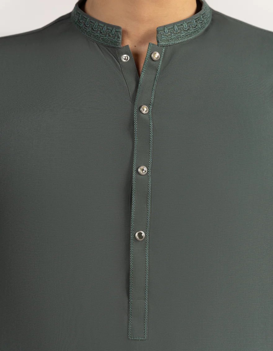 DULL GREEN BLENDED KAMEEZ SHALWAR | JJKS-A-33532/S25/JJ9843-SF - Image 3