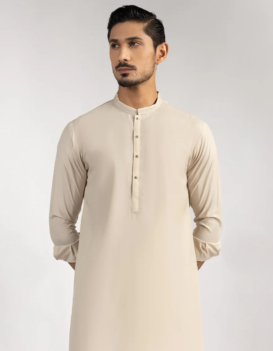 BEIGE BLENDED KAMEEZ SHALWAR | JJKS-A-33571/S25/JJ9826-SF - Image 2