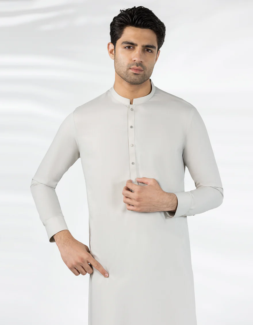 SMOKE GREY BLENDED KAMEEZ SHALWAR | JJKS-A-33578/S25/JJ10237-CL - Image 2