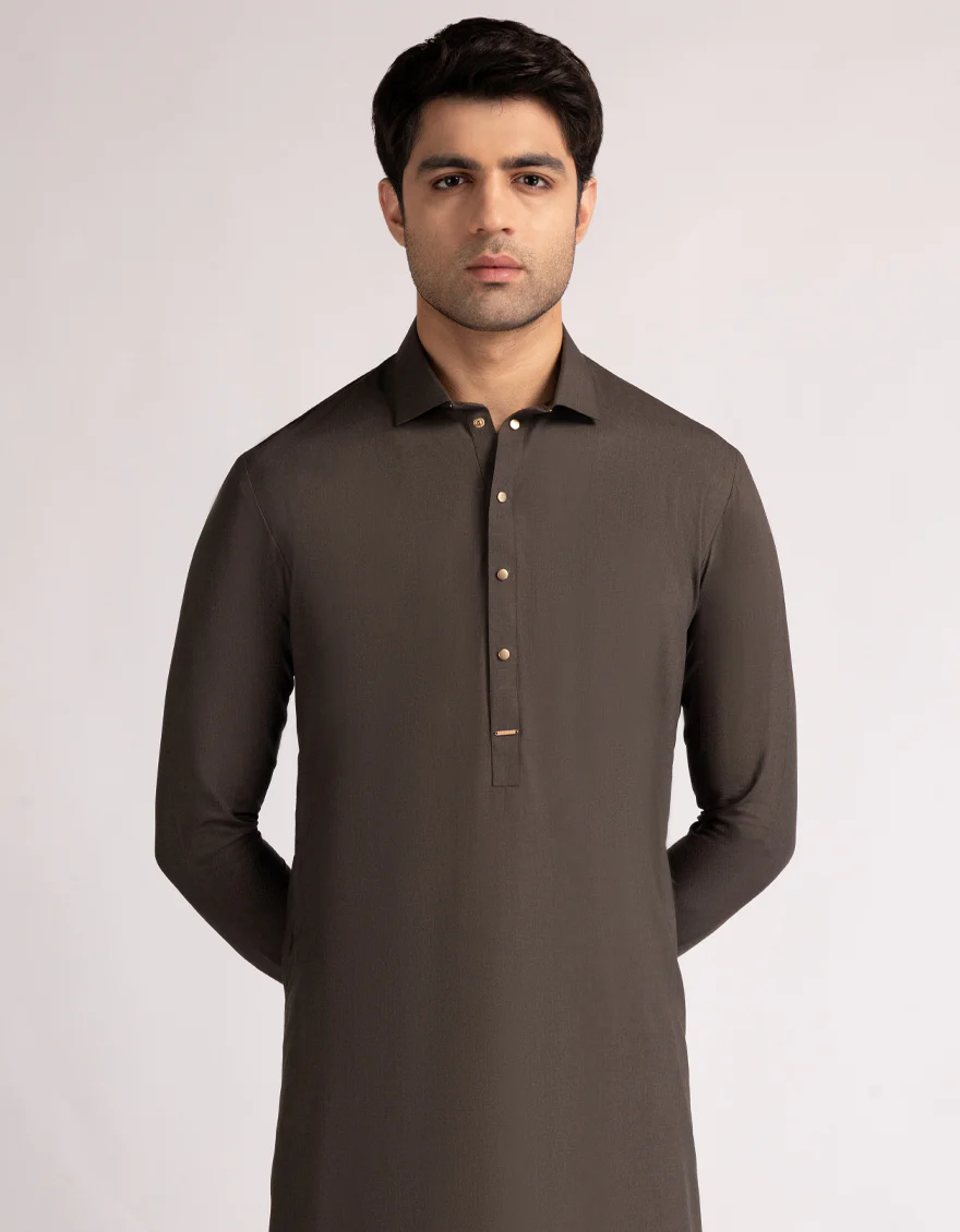 DARK BROWN BLENDED KAMEEZ SHALWAR | JJKS-A-33618/S25/JJ9864-CL - Image 2