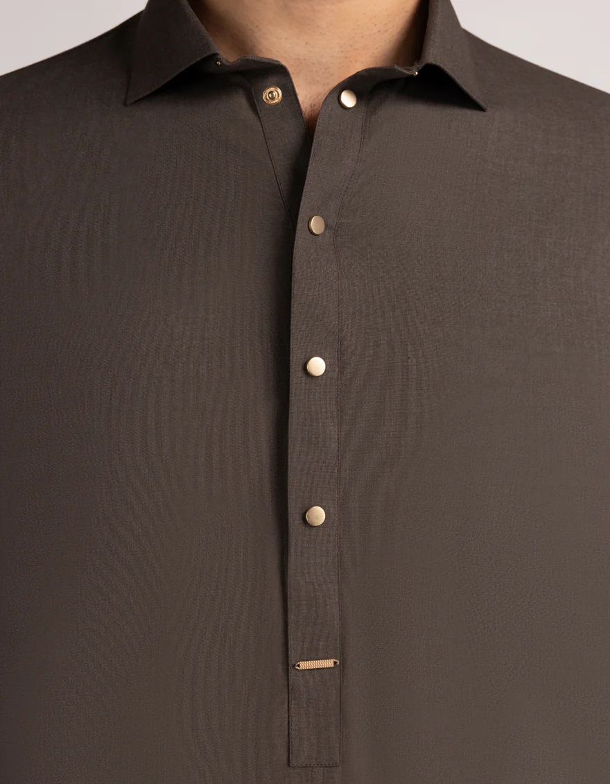 DARK BROWN BLENDED KAMEEZ SHALWAR | JJKS-A-33618/S25/JJ9864-CL - Image 3