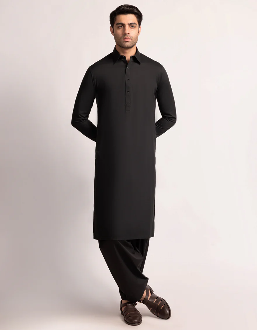 BLACK BLENDED KAMEEZ SHALWAR | JJKS-A-33633/S25/JJ9789-CL