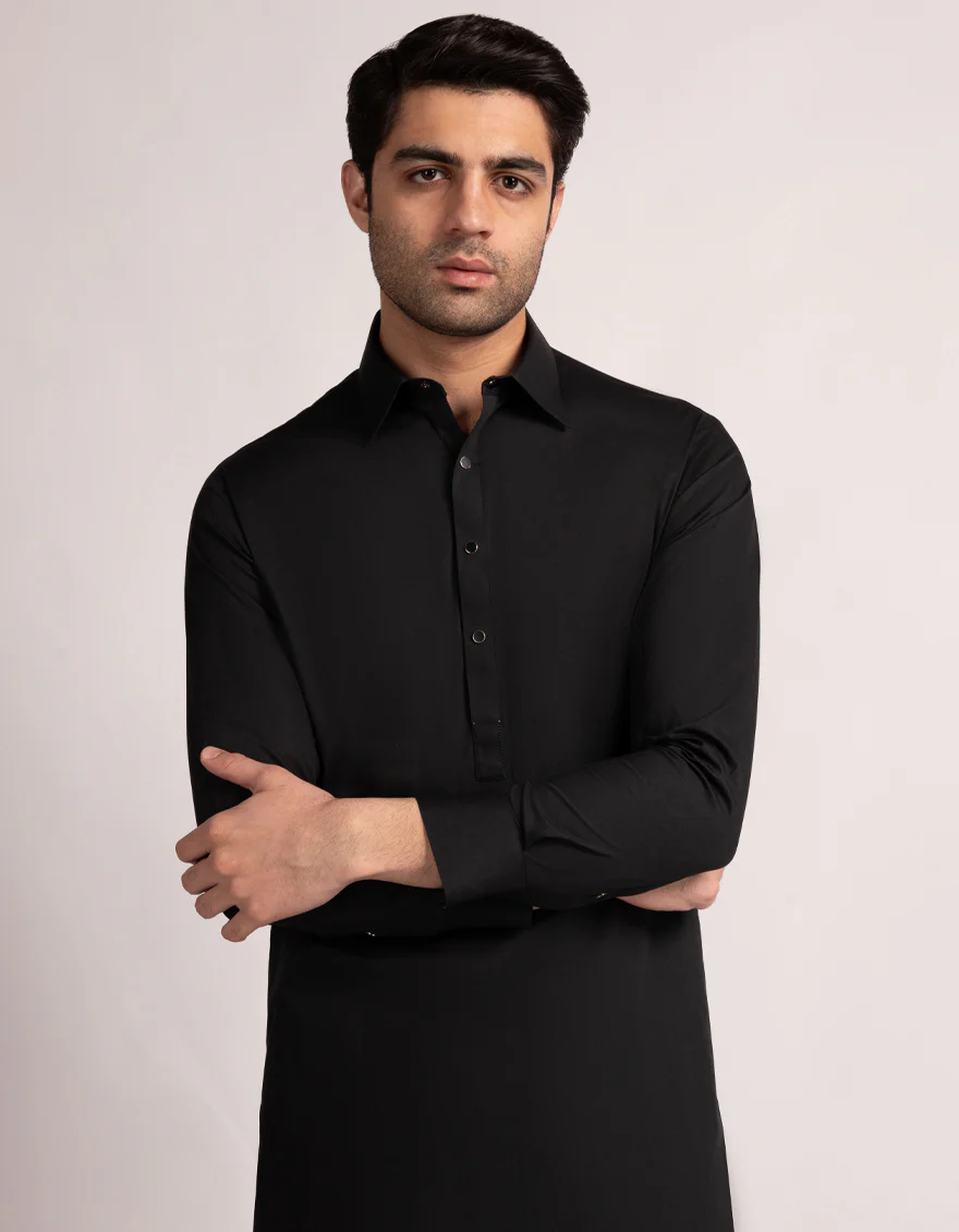 BLACK BLENDED KAMEEZ SHALWAR | JJKS-A-33633/S25/JJ9789-CL - Image 2