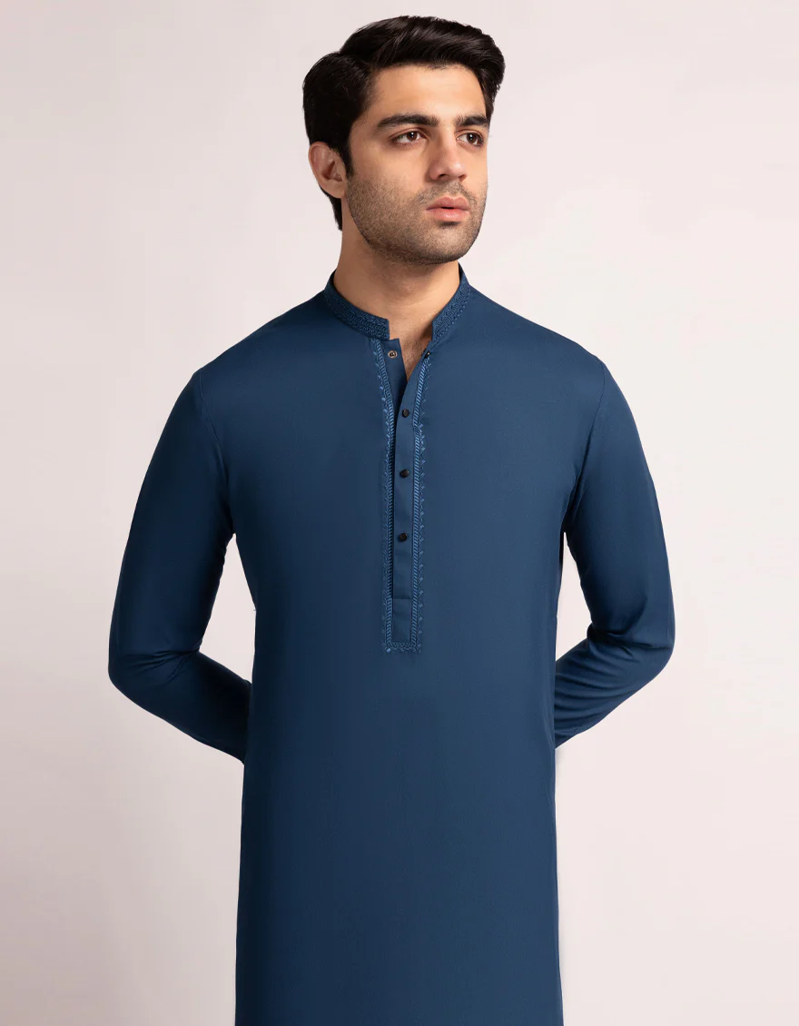 BLUE BLENDED KAMEEZ SHALWAR | JJKS-A-33641/S25/JJ10082-SF - Image 2