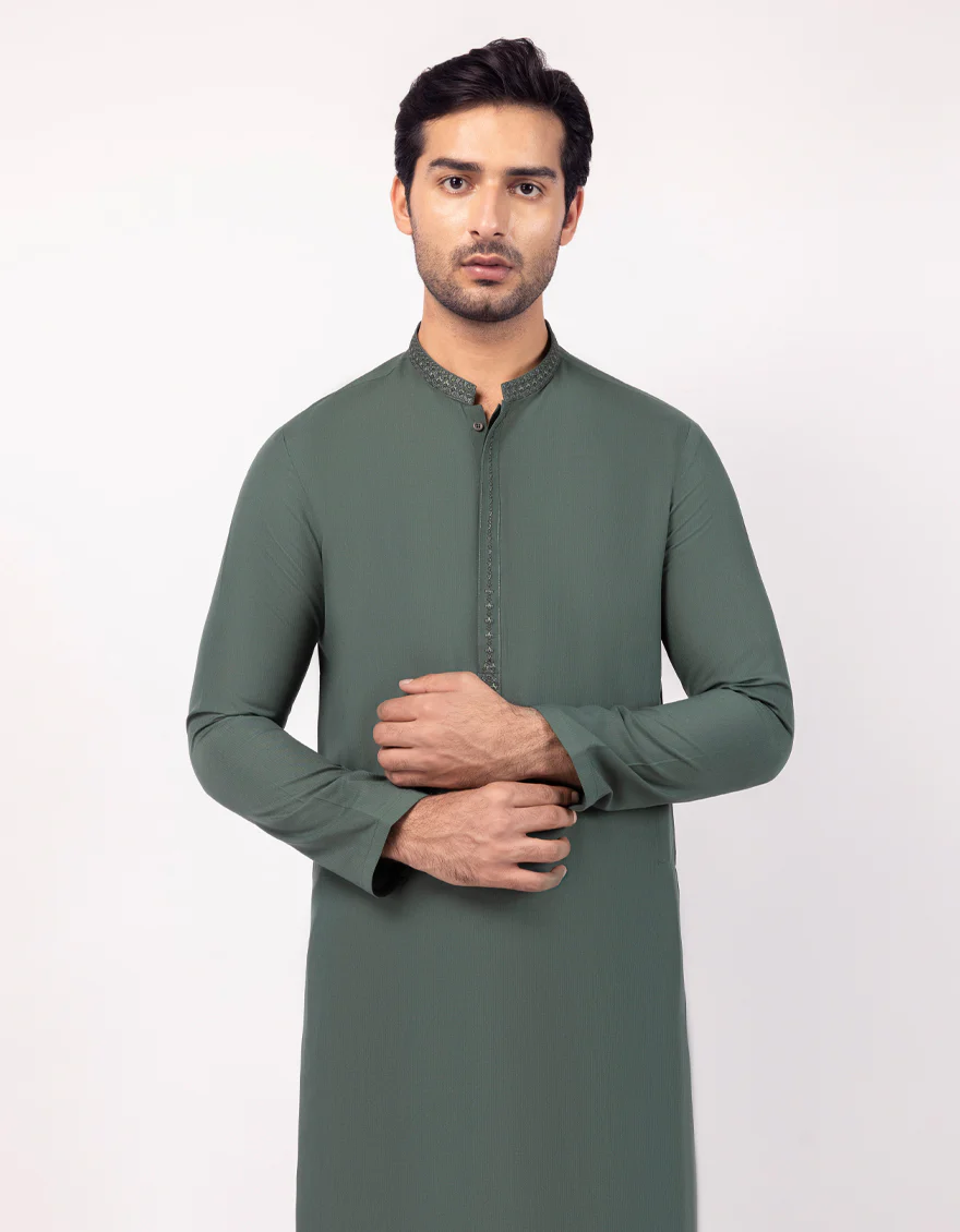 GREEN KAMEEZ SHALWAR | JJKS-A-33688/S25/JJ9944-SF - Image 2