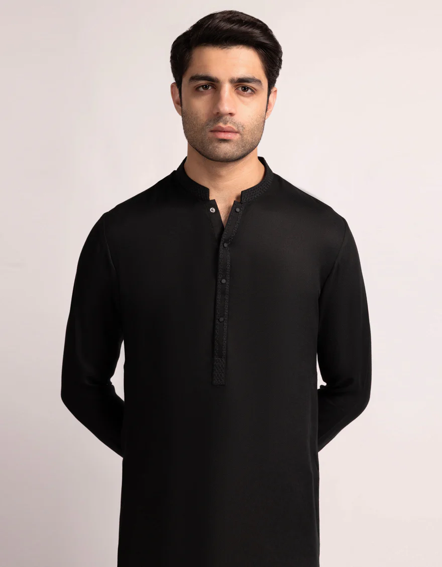 BLACK BLENDED KAMEEZ SHALWAR | JJKS-A-33722/S25/JJ10418-SF - Image 2