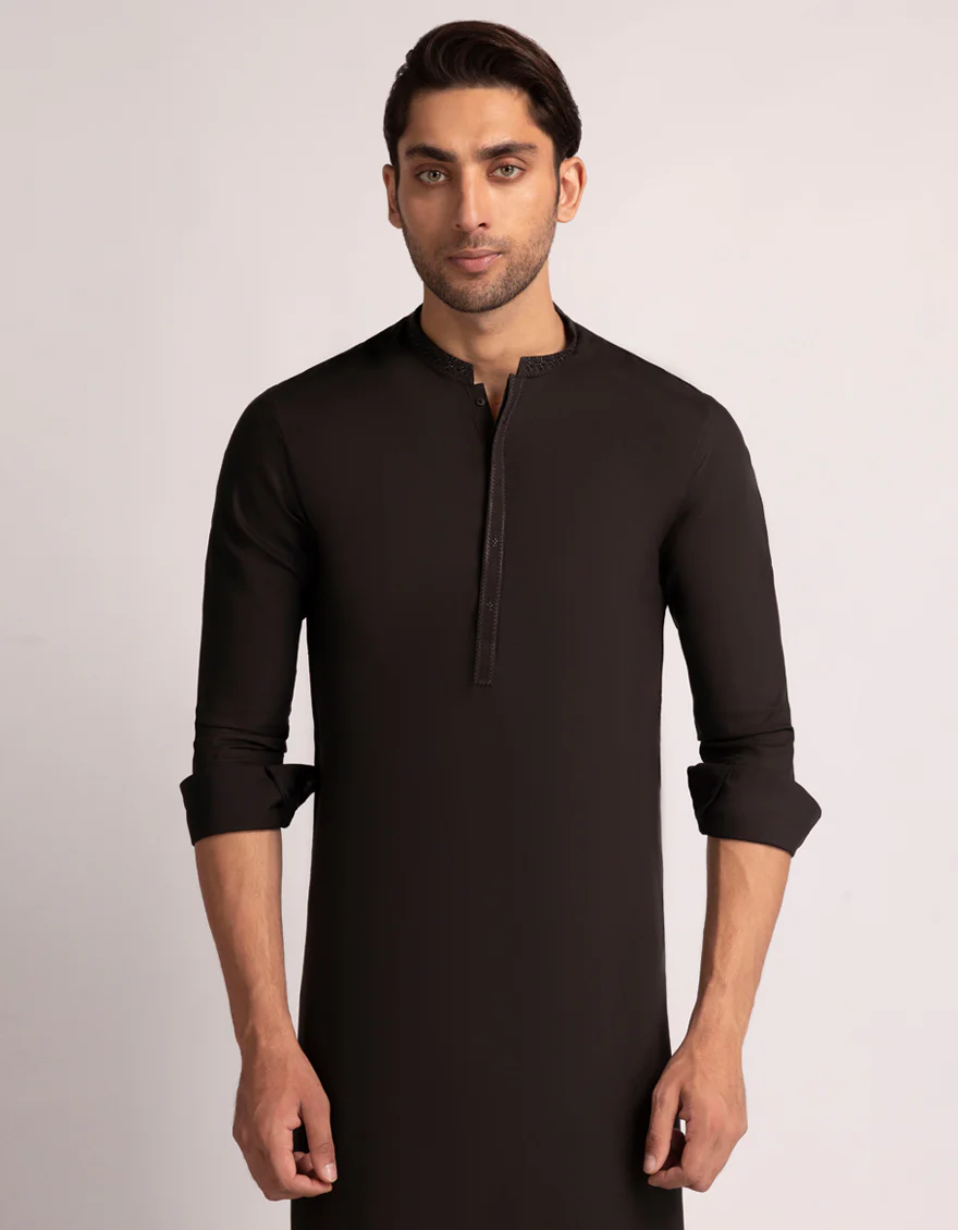 DARK BROWN BLENDED KAMEEZ SHALWAR | JJKS-A-33723/S25/JJ10370-SF - Image 2