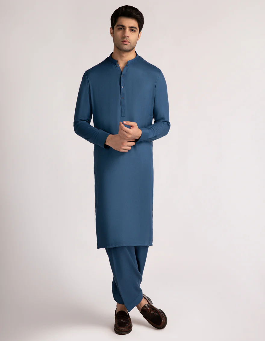 BLUE BLENDED KAMEEZ SHALWAR | JJKS-A-33724/S25/JJ10418-SF
