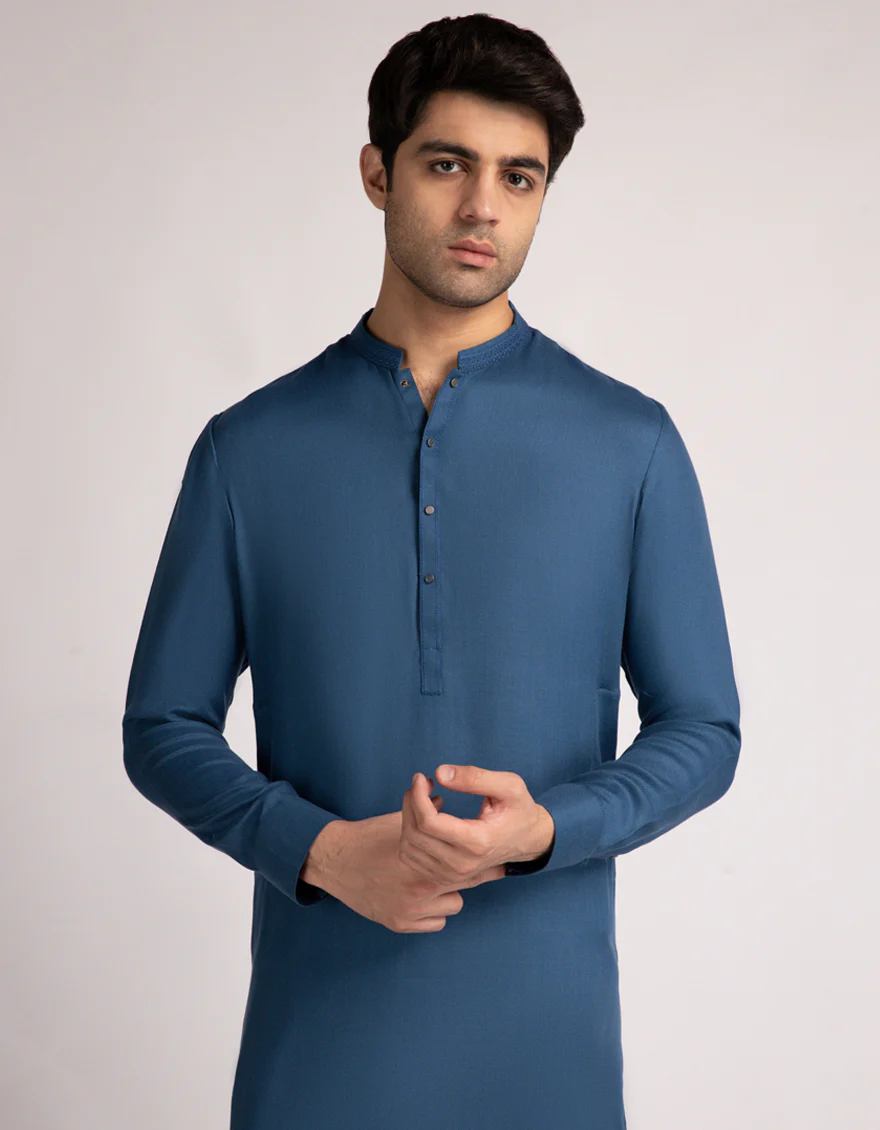 BLUE BLENDED KAMEEZ SHALWAR | JJKS-A-33724/S25/JJ10418-SF - Image 2