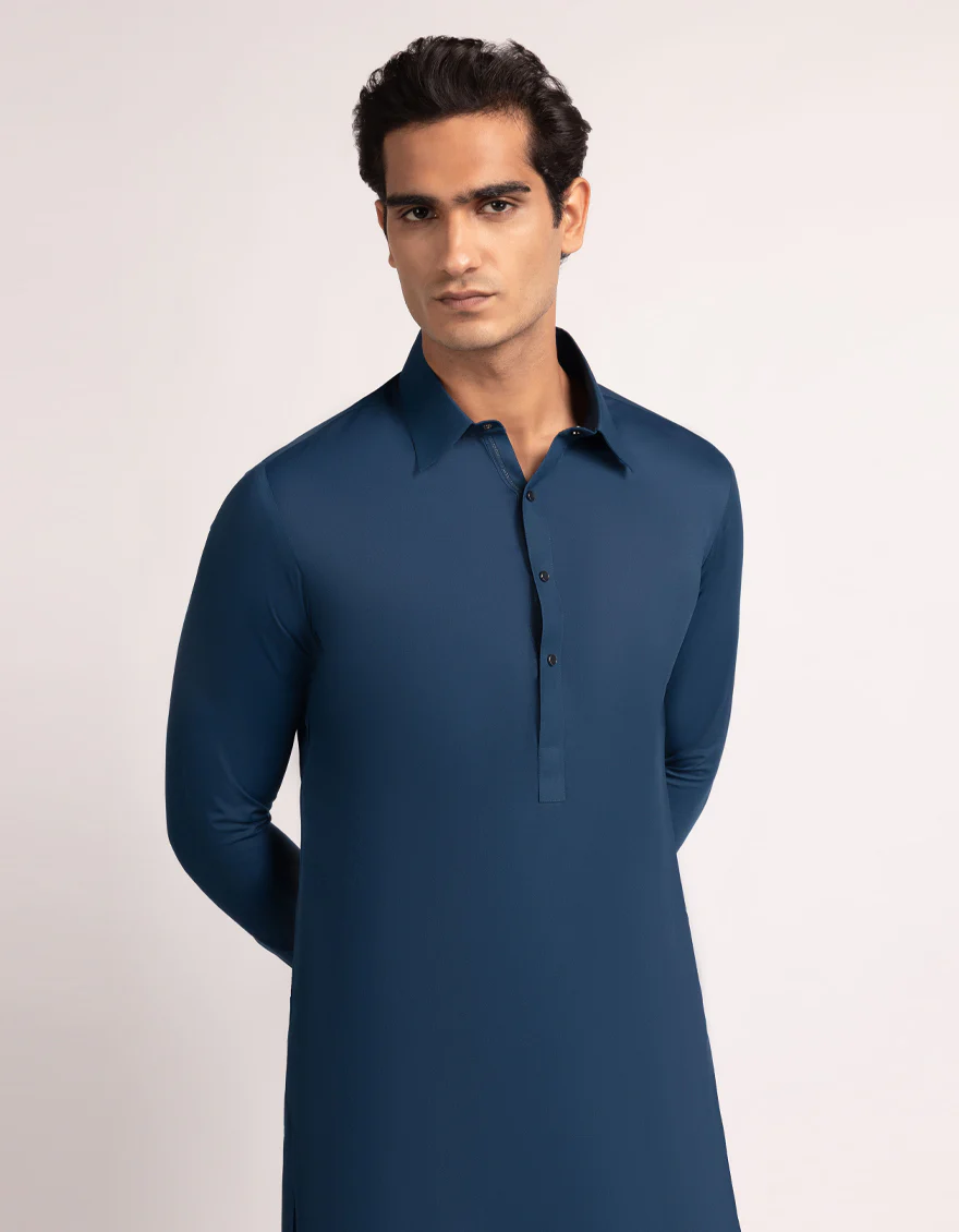 BLUE BLENDED KAMEEZ SHALWAR | JJKS-A-33735/S25/JJ10237-CL - Image 2