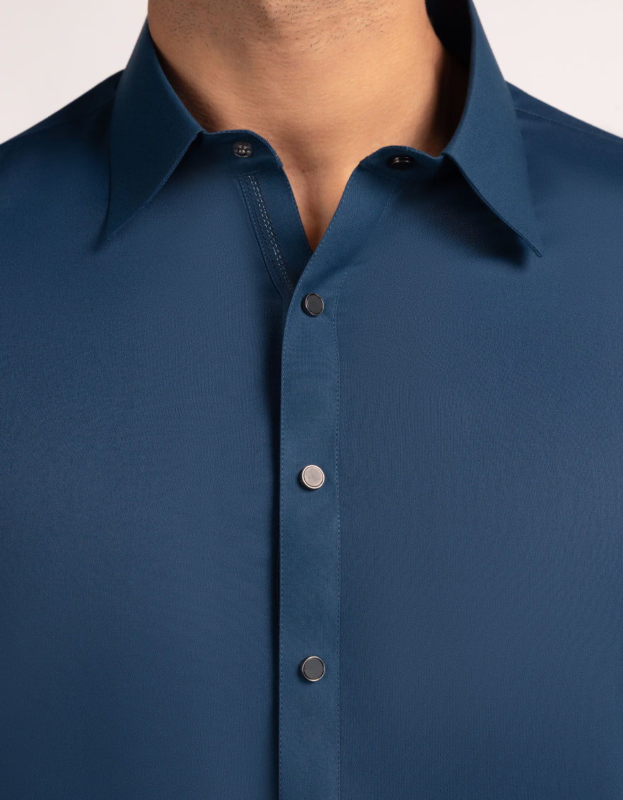 BLUE BLENDED KAMEEZ SHALWAR | JJKS-A-33735/S25/JJ10237-CL - Image 3
