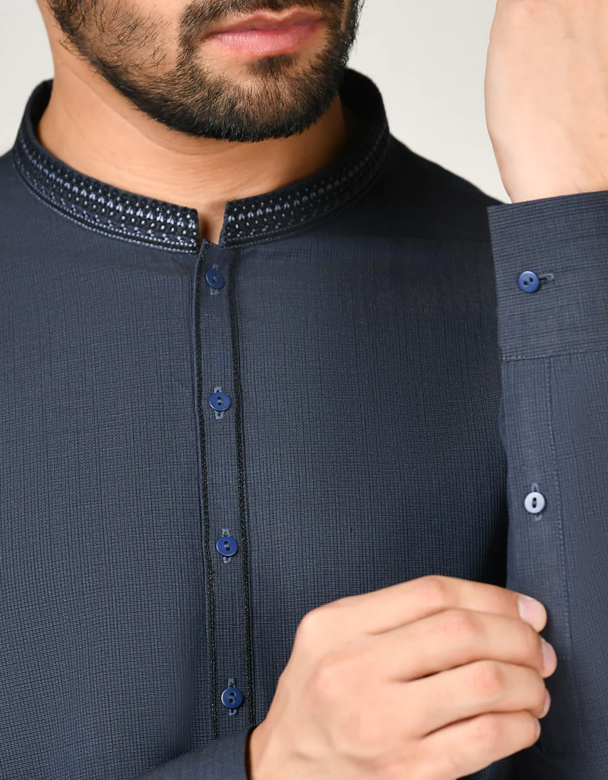 BLUE COTTON KAMEEZ SHALWAR | JJKS-A-34587/S23/JJ9086-SF - Image 2