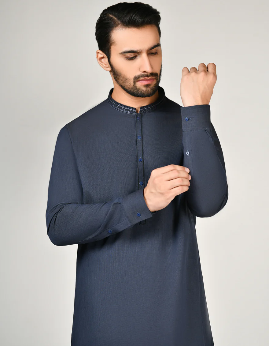 BLUE COTTON KAMEEZ SHALWAR | JJKS-A-34587/S23/JJ9086-SF - Image 3