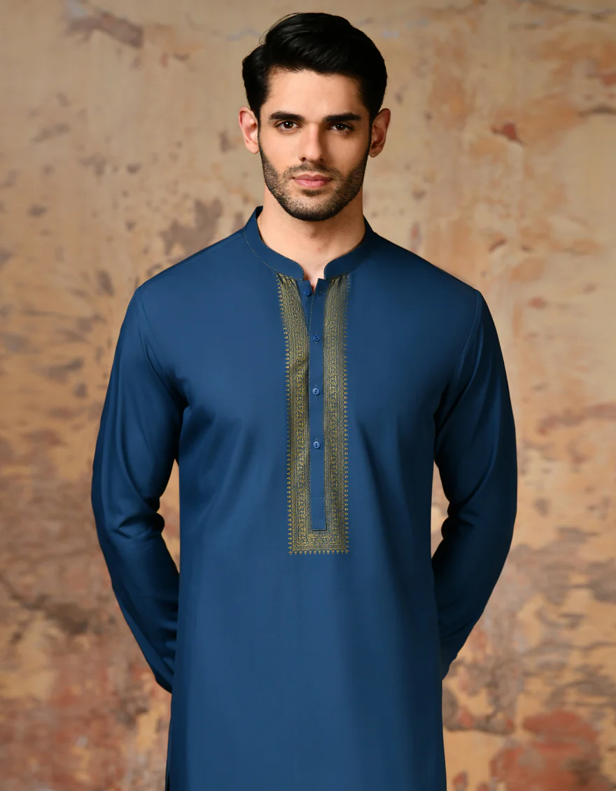 BLUE BLENDED KAMEEZ SHALWAR | JJKS-A-34682/S24/JJ8729-SF - Image 2