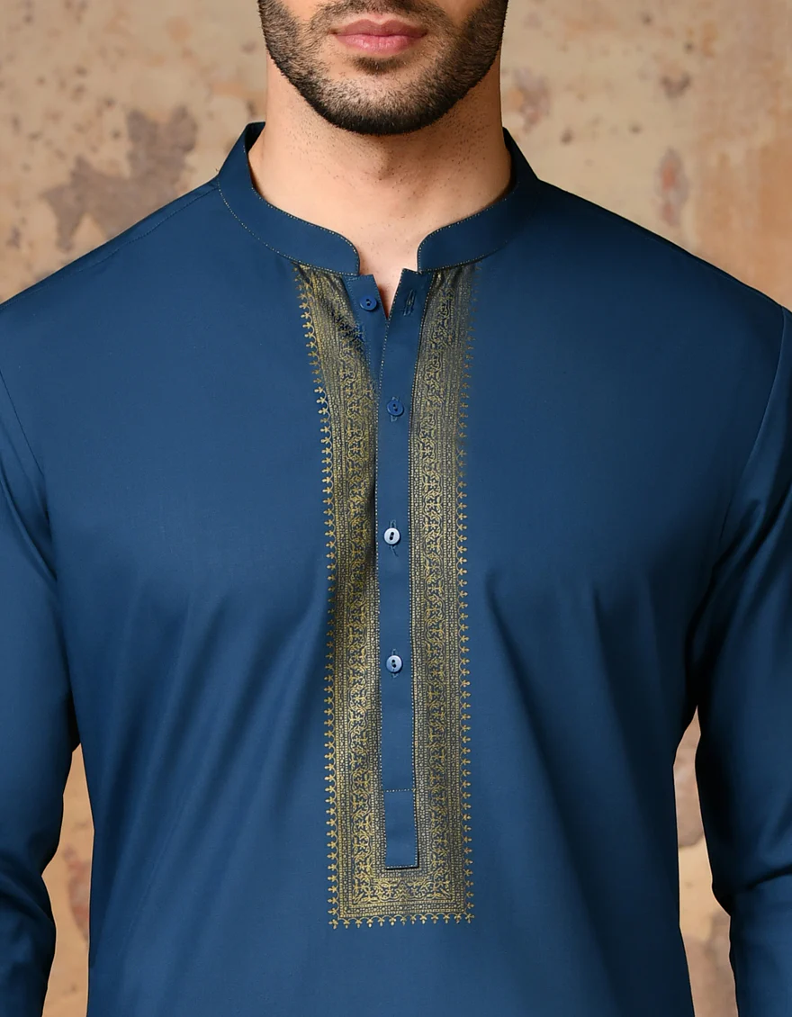 BLUE BLENDED KAMEEZ SHALWAR | JJKS-A-34682/S24/JJ8729-SF - Image 3