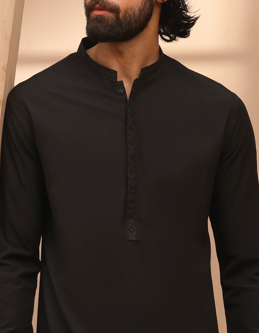 BLACK BLENDED KAMEEZ SHALWAR | JJKS-A-34768/S24/JJ9462-SF - Image 2