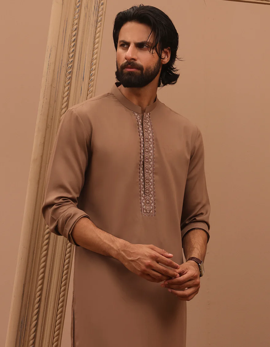 BROWN BLENDED KAMEEZ SHALWAR | JJKS-A-34770/S24/JJ9378-SF - Image 2