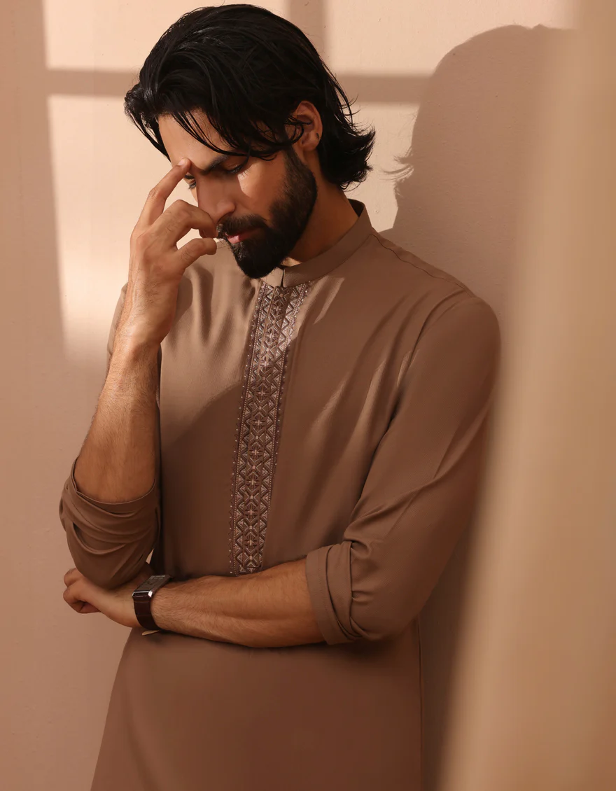 BROWN BLENDED KAMEEZ SHALWAR | JJKS-A-34770/S24/JJ9378-SF - Image 3