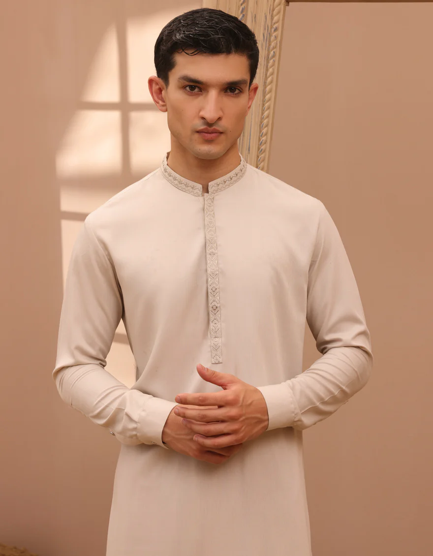 WHITE BLENDED KAMEEZ SHALWAR | JJKS-A-34772/S24/JJ9378-SF - Image 3