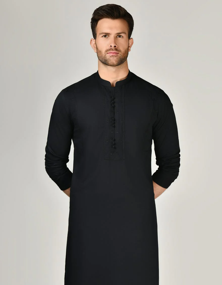 BLACK BLENDED KAMEEZ SHALWAR | JJKS-A-34795/S24/JJ9509-FL - Image 2