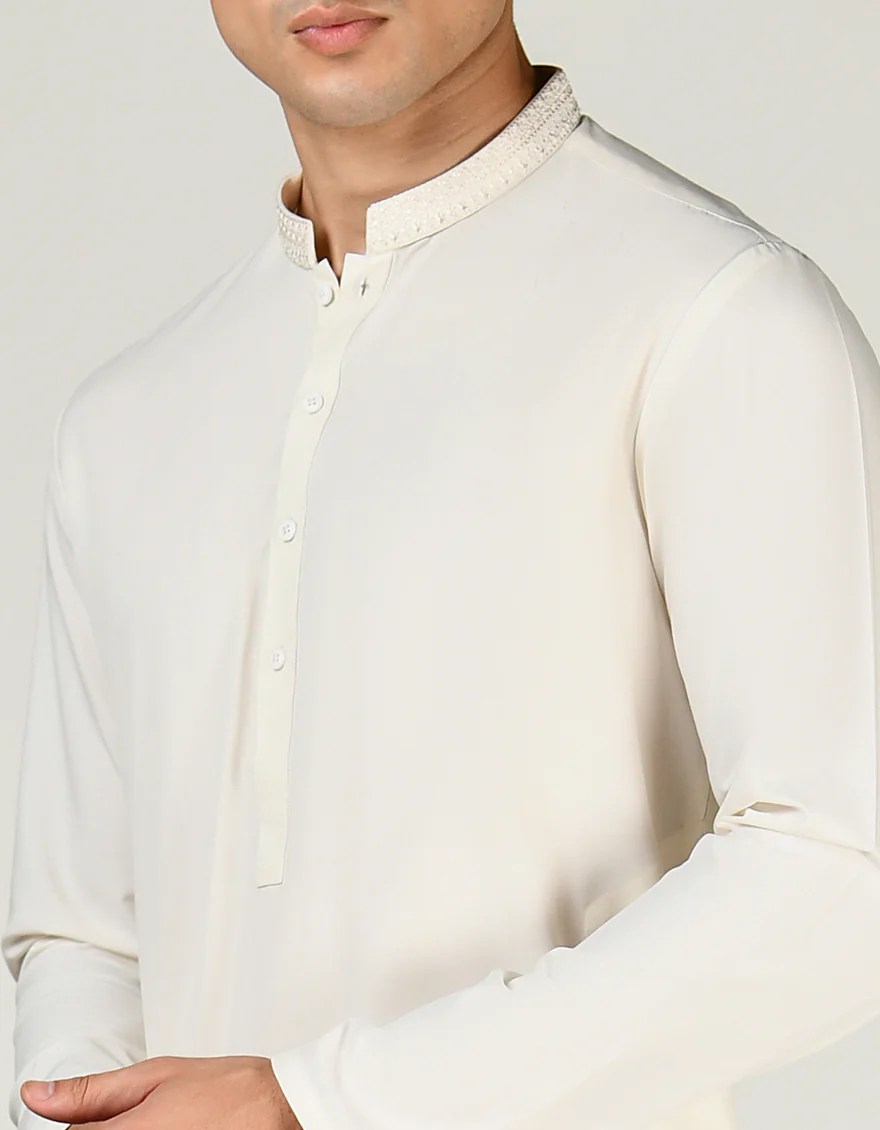WHITE BLENDED KAMEEZ SHALWAR | JJKS-A-34796/S24/JJ8912-FL - Image 3