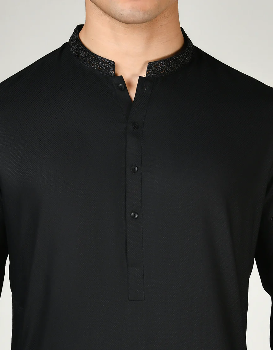 BLACK BLENDED KAMEEZ SHALWAR | JJKS-A-34797/S24/JJ9375-FL - Image 3