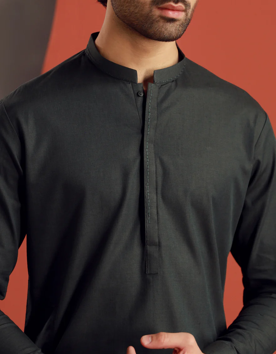 GREEN COTTON KAMEEZ SHALWAR | JJKS-A-34828/S24/JJ9497-CL - Image 2
