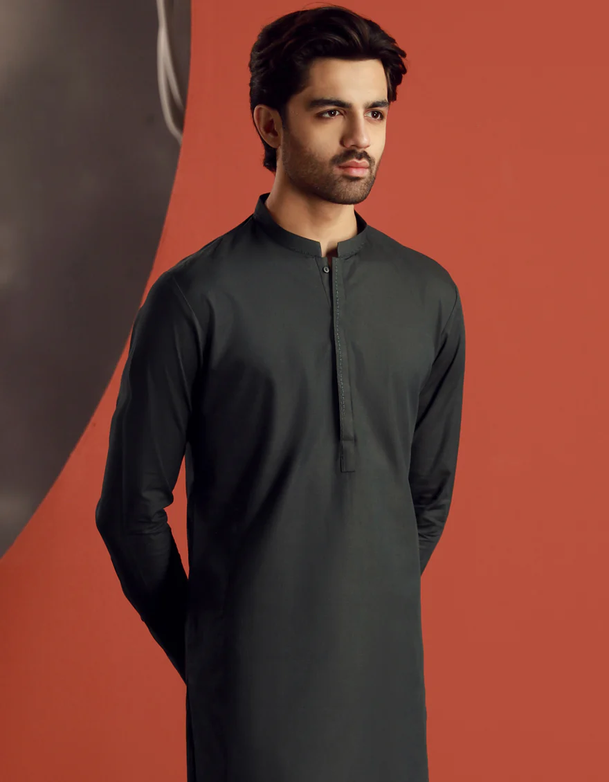 GREEN COTTON KAMEEZ SHALWAR | JJKS-A-34828/S24/JJ9497-CL - Image 3