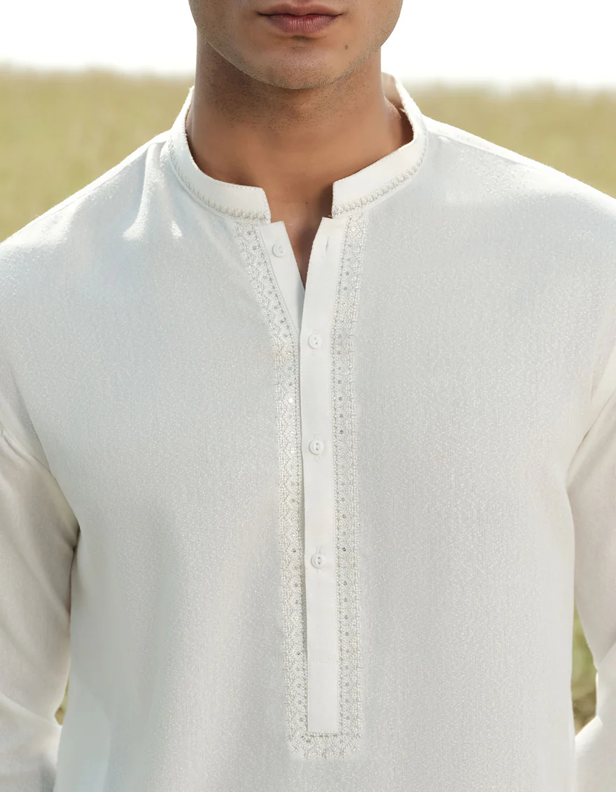 OFF WHITE BLENDED KAMEEZ SHALWAR | JJKS-A-34915/S24/JJ9252-FL - Image 3
